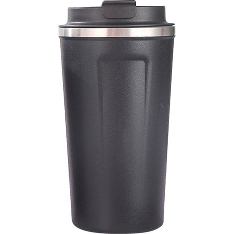 Tasse isotherme en acier inoxydable 304 avec couvercle et verrouillage de sécurité, grande capacité (510 ml), idéale pour le bureau (noir). (1/5)