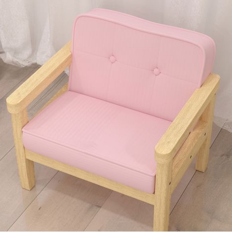 Poltrona per bambini in legno, divanetto in tessuto effetto velluto a coste, rosa, 46,5 x 44 x 45 cm (1/5)