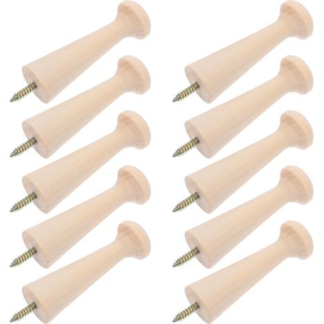 Lot de 10 crochets à visser en bois massif, crochets muraux pour suspendre manteaux, serviettes, chapeaux, organisateur d'entrée (1/5)