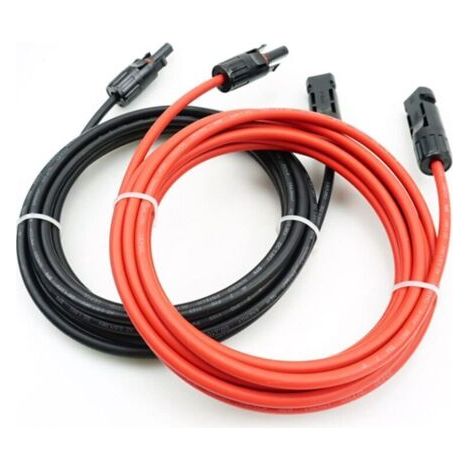 [JAMAIS UTILISÉ]Câble d'extension pour panneaux solaires Solar, 4 mm², avec prise et fiche pour systèmes photovoltaïques (1 m noir + 1 m rouge) (1/4)