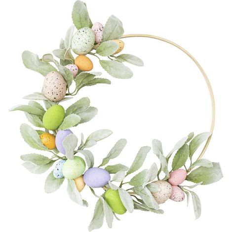 Guirlande De Porte De Pâques - Couronne De Printemps Avec Œufs Colorés - Décoration Intérieure Et Extérieure - 45 Cm - 1 Pièce (1/5)