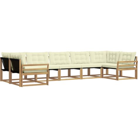 Outdoor Sofa Set 7 pcs White and Cream vidaXL (1/5)