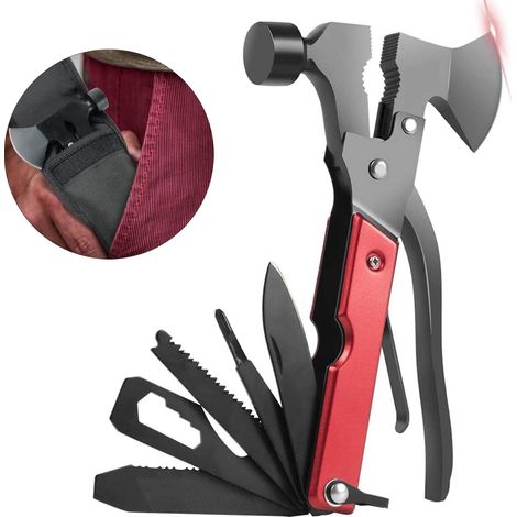 Hache multifonctionnelle, équipement de secours d'urgence, marteau de camping pliable, outil marteau-hache portable, marteau multifonctionnel en acier inoxydable (1/5)