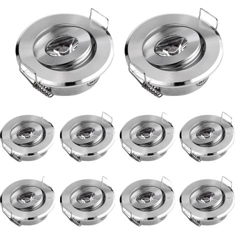Plafonnier encastré, puissance de 3W, éclairage blanc chaud, 10PCS Chrome, 3W 3000K (1/2)