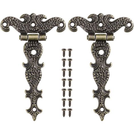 Lot de 2 charnières décoratives en alliage de zinc et en forme de T pour porte de placard