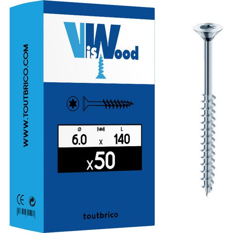 Vis inox A2 tête fraisée filetage partiel - Viswood - 6 - 140 (1/2)