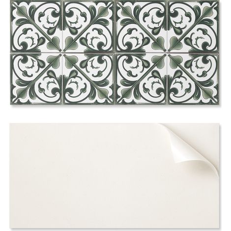 Baldosas de vinilo autoadhesivas - Decoraci贸n de pared para oficina con estampado de plantas y adornos 6x60x30 cm