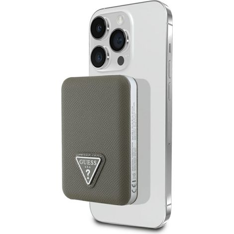 Guess Grained Triangle 5000mAh 15W USB-C MagSafe Induktive Powerbank Braun (1/5)