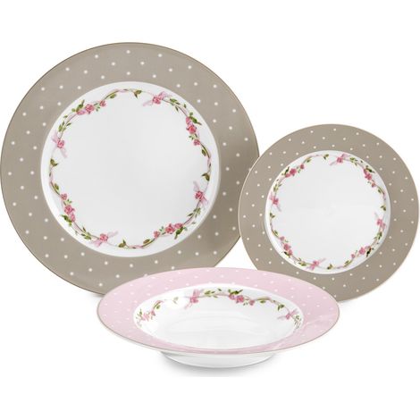 Fade Arabella servizio tavola porcellana decorata colori assortiti 18 pezzi