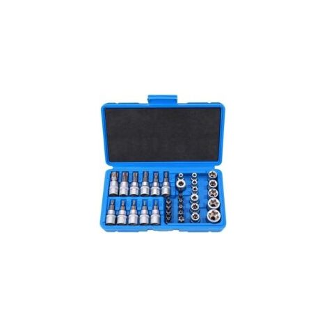 34-teiliger, robuster Torx-Steckschlüsselsatz, bestehend aus Torx-Steckschlüsseln, einem Torx-Steckschlüsselkoffer und Torx-Bits, für Kfz- und Mechanikwerkzeuge. – Crezuo (1/3)