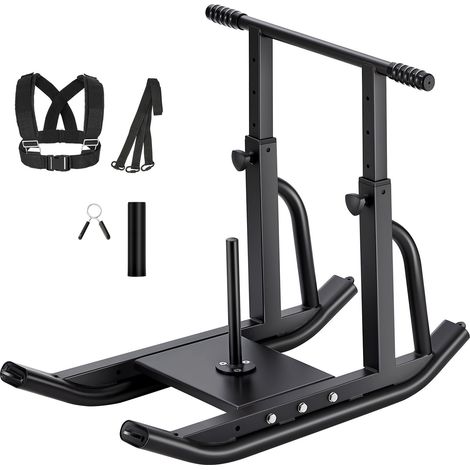 Mophorn Traîneau de musculation en acier pour entraînement physique, poignée réglable pour exercices de vitesse et de force, compatible avec les disques de 25/51 mm, noir