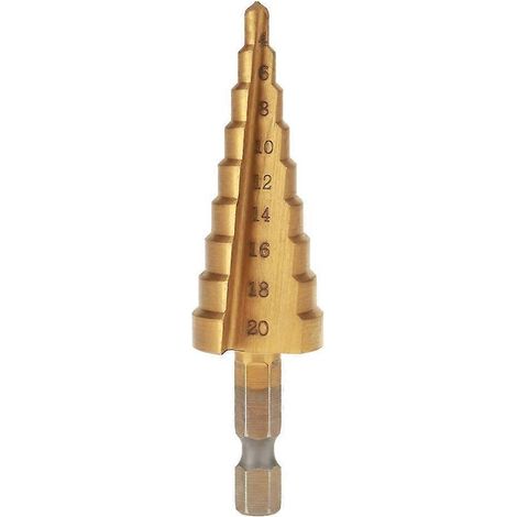 Stück HSS-Stufenkegelbohrer, Lochschneider, Sechskantschaft, Titanbeschichtung (4-20 mm)