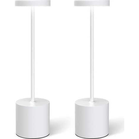 Kabellose, wiederaufladbare Tischlampen, 2er-Set, tragbare LED-Schreibtischlampe, kabellose USB-Tischlampe – 3 dimmbare Lichtfarben (weiß) (1/5)