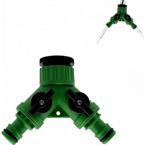 5er-Pack Gartenwasserverteiler mit zwei Ausgängen und Ventil-Doppelausgangs-Wasserhahnverteilern – 3/4-Zoll- und 1/2-Zoll-Schnellanschluss – Für den Außenbereich (1/5)