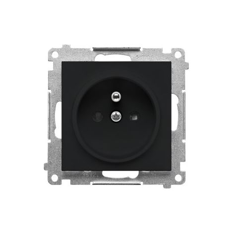 Base individual con toma de tierra y persianas (módulo) 16 A, 250 V, conectores rápidos: Negro mate, SIMON55