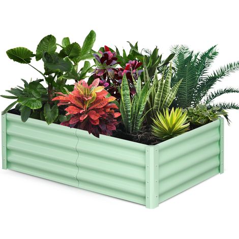 Lot de 1 bac à fleurs en acier, jardinières rectangulaires extensionérieures, gants inclus, fond ouvert, Vert, 1809030 cm (1/5)