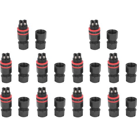 Packung mit 10 2-adrigen Luftfahrtsteckverbindern, IP68 wasserdicht, Schraubverriegelung, für elektrische Anwendungen in der Luftfahrt mit 250 V Wechselstrom. (1/5)