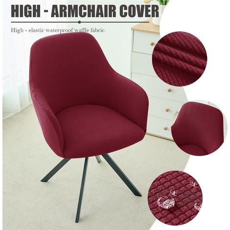 Housse de Chaise avec Accoudoirs Imperméable Housses Chaise de Salle à Manger Extensible Couverture Fauteuil Bureau Lavable Protection Chaise pour Cuisine Salon Hôtel 2 Pièce Rouge de vin (1/5)
