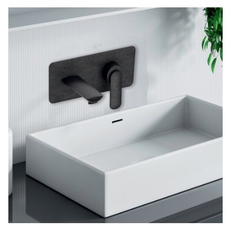 Façade mitigeur lavabo encastré avec bec de 225 mm Chromé Noir Brossé - CRISTINA ONDYNA FL25875 (1/2)