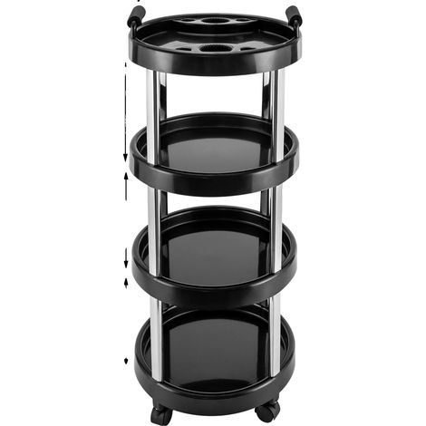 Carrito para salón de belleza, diseño de 4 niveles, organizador móvil, negro. (1/2)