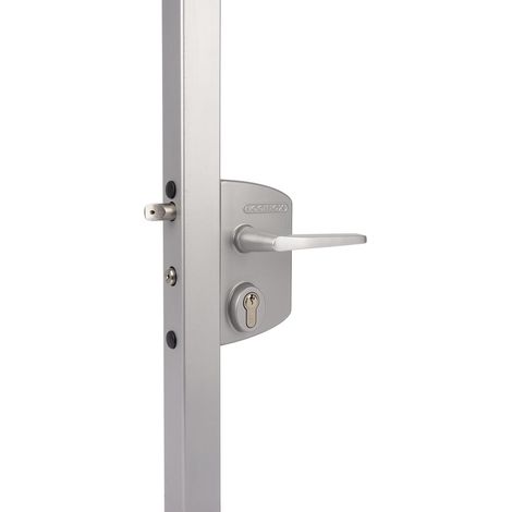 Cerradura de puerta abatible beq. + cilindro perfil alu/acero inoxidable 40 a 60 LOCINOX