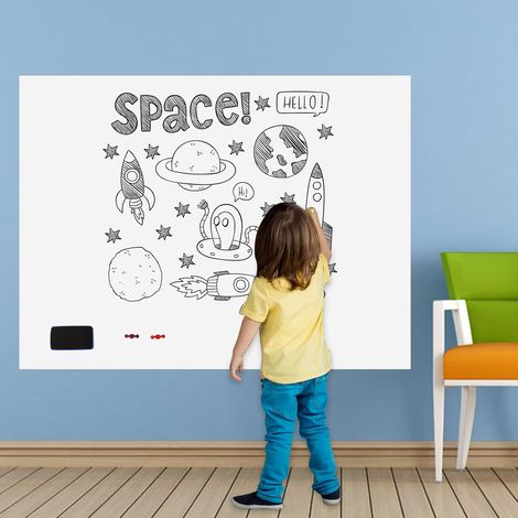 Whiteboard Folie 120 x 90 cm Magnetische Selbstklebende Weißwandtafel Folie Whiteboards Sticker DIY mit Marker, Schwamm und Magnete, für Schule, Büro und Zuhause (1/5)
