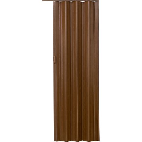 Porte accordéon profil à double paroi en PVC marron teck
