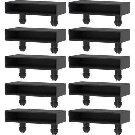10x Embout support de latte simple 53 x 8 mm en plastique pour sommier cadre métal Embout Lit Meuble Fixation Clips Tenon, Noir (1/5)