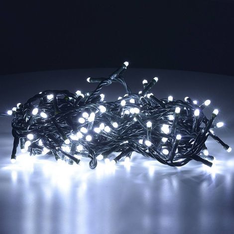 Dmora String Lichter 300 LED dekorative Outdoor, Kabel Weihnachtsbeleuchtung, Weihnachtsdekorationen, Draht 14,95 m, 30 Blitzlampen,IP44, kalte weiße Lichter