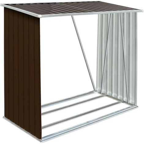 Abri de stockage en acier galvanisé et bois, dimensions : 163 x 83 x 154 cm, marron. (1/5)