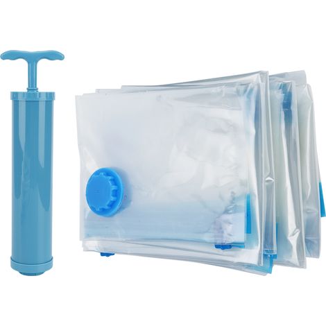 Lot de 6 sacs de rangement sous vide pour couettes, couvertures de voyage transparentes et vêtements compressés sous vide (sac de rangement sous vide + pompe manuelle) (1/5)
