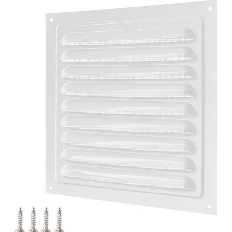 1 Pièces 200 x 200 mm Grille de Ventilation Carrée en Acier Inoxydable, Modèle à Persiennes Avec Moustiquaire pour Mur, Plafond, Blanc (1/5)
