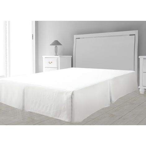 Soleil D Ocre – Cache sommier microfibre 90x190 cm blanc – 100% polyester – Repassage inutile – Hauteur volant 30 cm