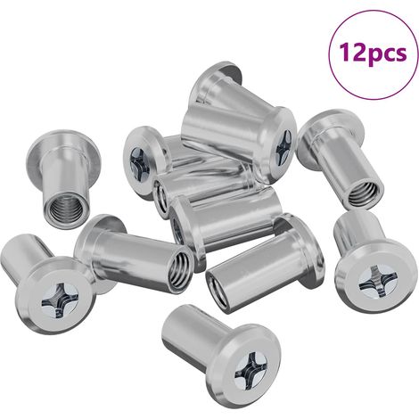Tuerca de Bloqueo 12 pcs Plateado M6 x 15 mm Acero vidaXL