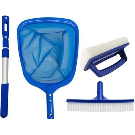 Spa-Reinigungsset, Poolzubehör, inklusive Feinmaschenskimmer, Schwammbürste und Reinigungstuch, zur Reinigung von Gartenteichen - (1/5)