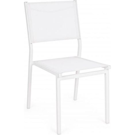 Sedia "Antigua" struttura in alluminico verniciato con texilene da giardino per esterno -Bianco / Confezione da 2 Pezzi