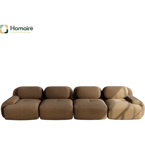 Canapé modulable en velours côtelé marron avec accoudoirs 388 x 103 x 75 cm HOMAIRE (1/4)