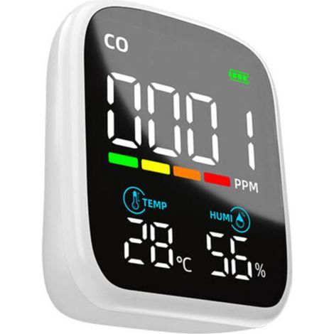 Testeur CO portable affichage LED numérique, détecteur monoxyde de carbone multifonction, testeur température et humidité électrochimique, testeur qualité d’air domestique,de dyk. (1/4)