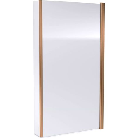Nuie Pacific Brushed Bronze Framed Square Bath Screen with Fixed Return Panel 1400mm H x 815mm W - 6mm Glass