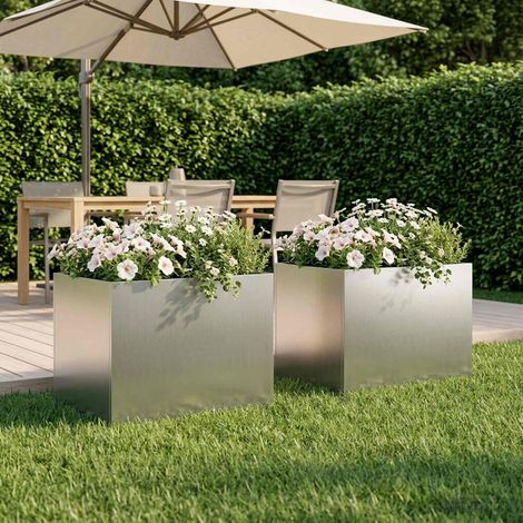 Cache-pot de jardin 2 pc Argenté 40 x 30 x 30 cm (1/5)