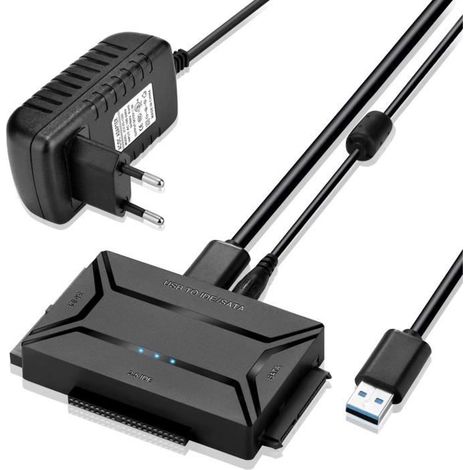 Adaptateur USB 3.0 vers IDE SATA - ZGEER - 2.5\" 3.5\" HDD SSD - Noir - Transfert de données - Protection disque (1/4)