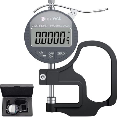 0-12.7mm/0.001mm Jauge d'Épaisseur Numérique Micromètre Digital LCD Électronique Appareil Portable Mesure Haute Précision en mm/inch pour Atelier et Laboratoire - Gris