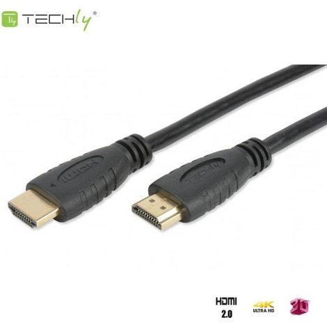 Cable HDMI Techly HDMI-HDMI 2.0 M/M Ethernet 3D 4K, 6 m, negro (1/5)