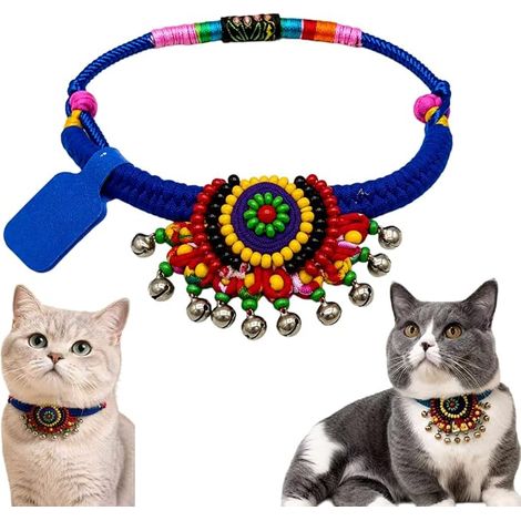 Collier pour chat réglable avec perles et clochette (1/5)