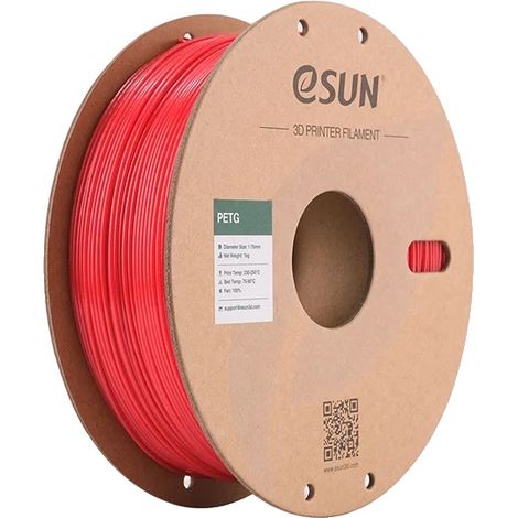 Filamento per stampante 3D, materiale PETG, peso 1 kg, colore rosso pieno (1/2)