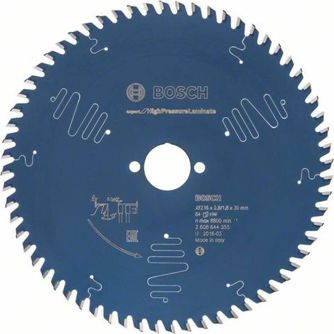Bosch – Lame de scie circulaire 216 mm – 2608644355 – Alésage 30 mm – Épaisseur 1.8 mm – Nombre de dents 64 – Pour stratifié