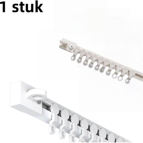 3m Gordijnrail - perforation - zelfklevende geleiderail aan de zijkant - stille, ultradunne geleiderail - gordijnroede met zelfklevende rail - wit (avec gereedschap) (1/4)