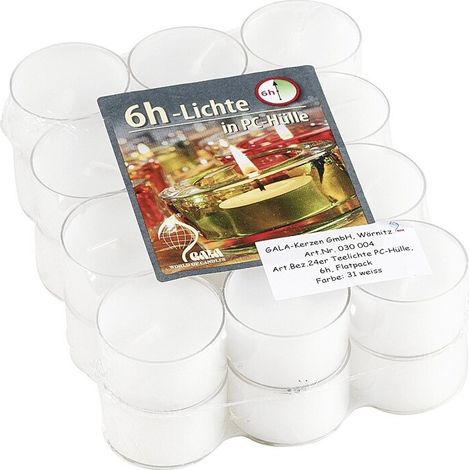 GALA-Kerzen GmbH Teelichte Klarsichthülle Ø4cm 24er weiß - 12 Stück