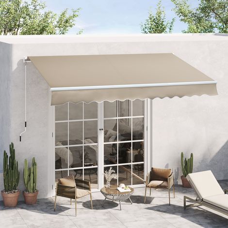 Store Banne Coffre avec Angle d'Inclinaison Reglable pour Balcon et Entree en Polyester Beige 395 x 300 cm (1/5)
