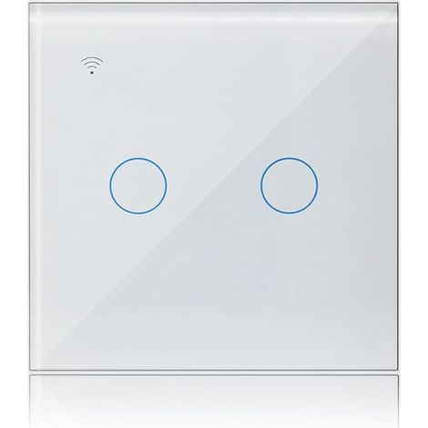 WiFi Interrupteur Tactile Connecté 2 Gang 1 Voies Compatible avec Alexa, Interrupteur Lumineux Mural Tuya Smart Life App Intelligent Contrôle (1/5)
